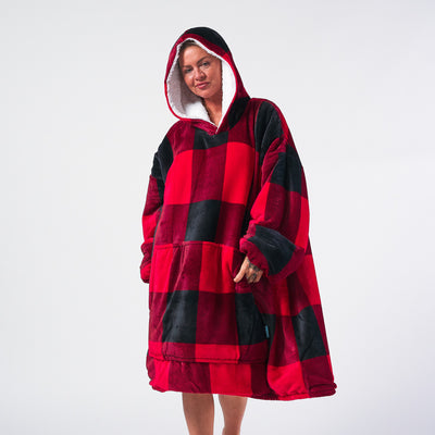 Hoodie Blanket - Red & Black Check