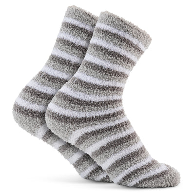 Striped Cosy Socks - Grey & White