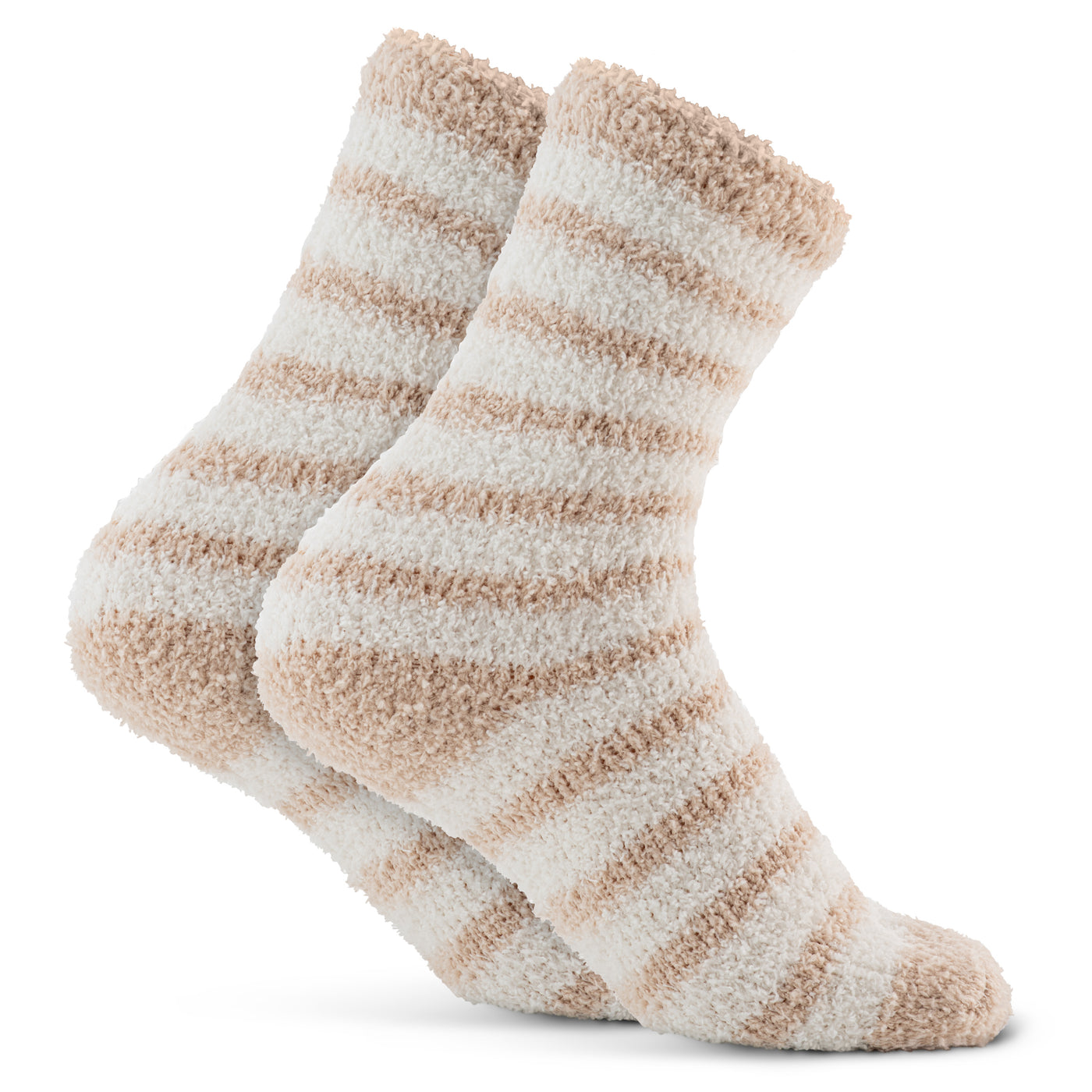 Striped Cosy Socks - Tan & White