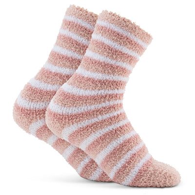 Striped Cosy Socks - Pink & White