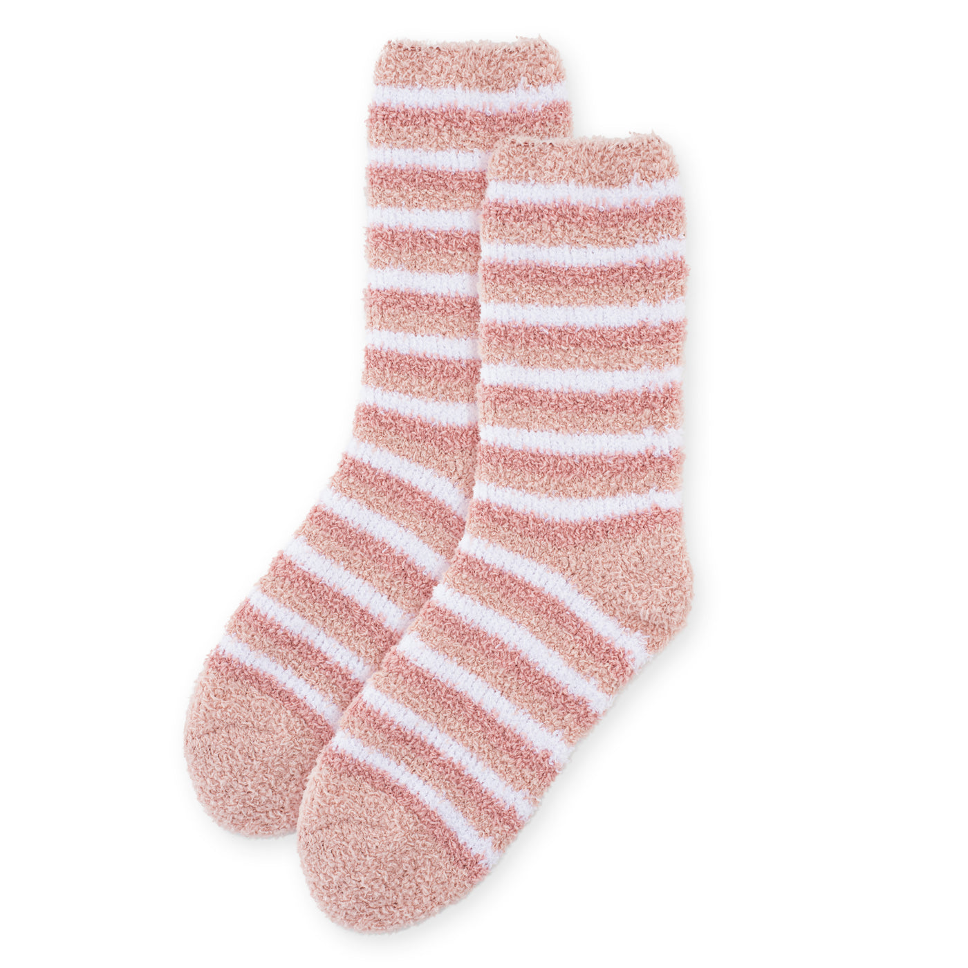 Striped Cosy Socks - Pink & White