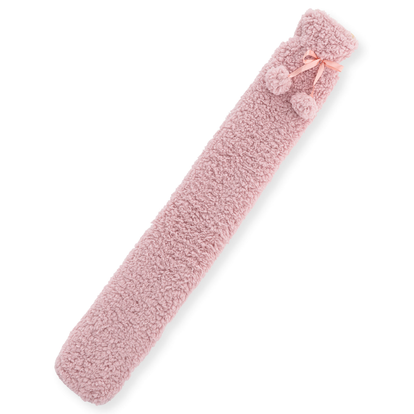 Long Hot Water Bottle with Sherpa Cover - Pink