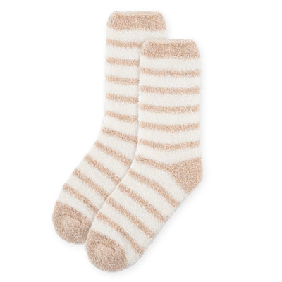 Striped Cosy Socks - Tan & White