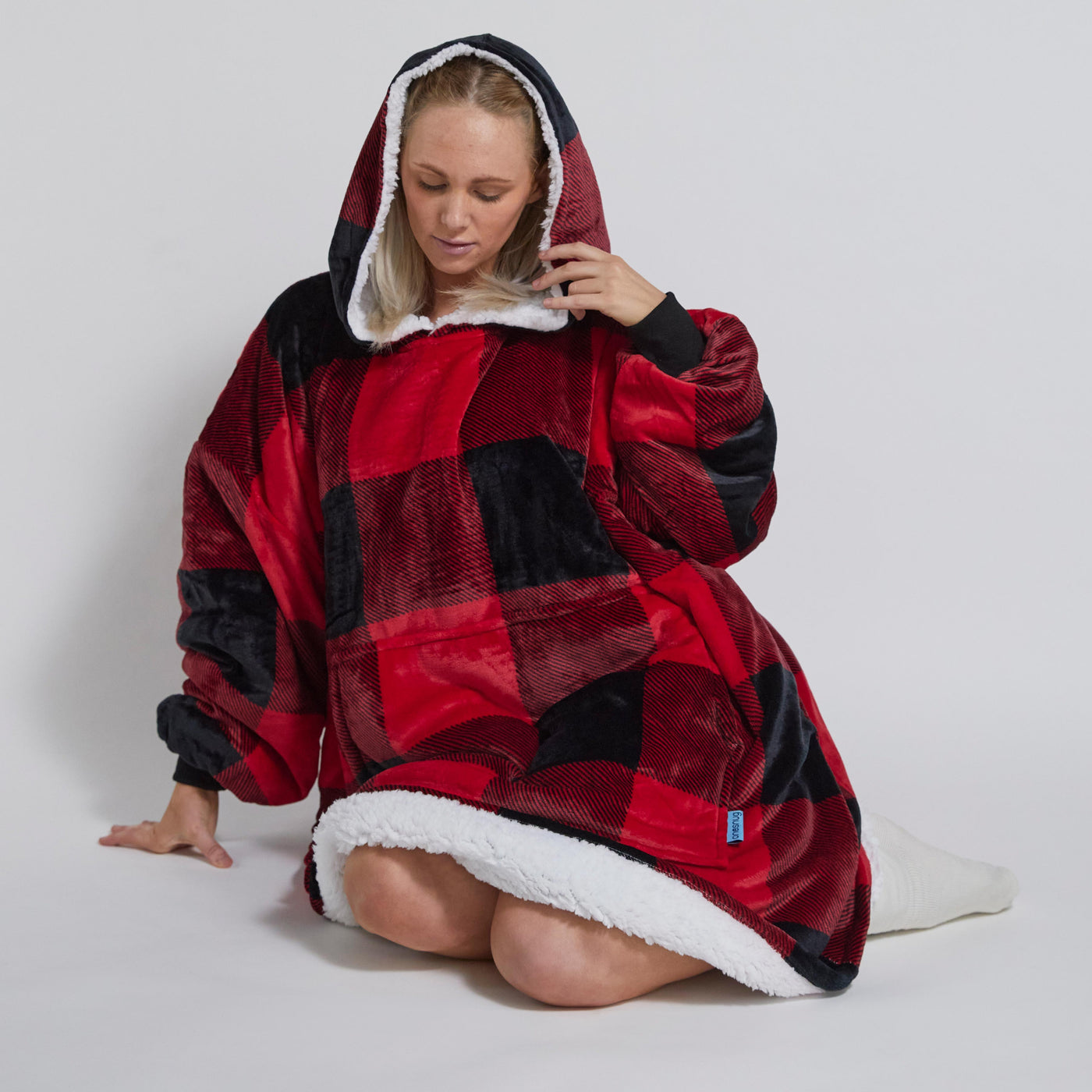 Hoodie Blanket - Red & Black Check