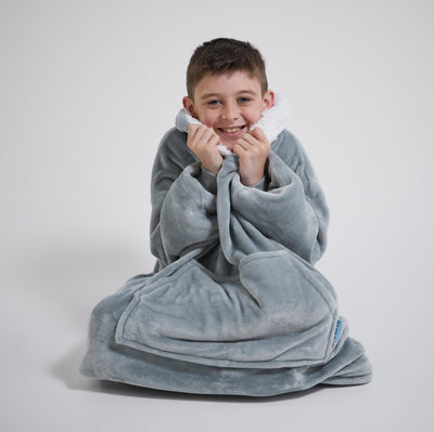 Kids Hoodie Blanket - Light Grey